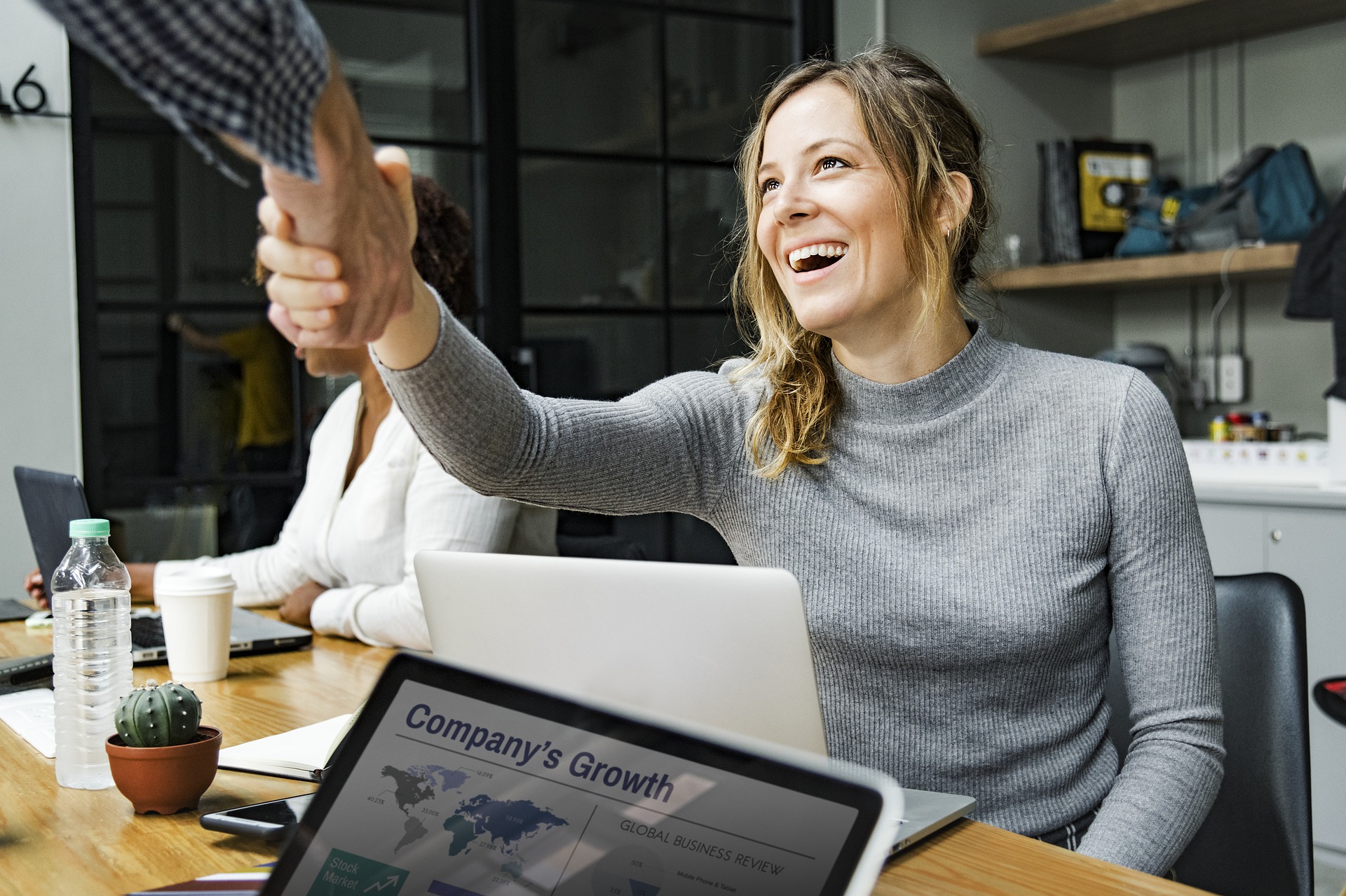 woman congratulating